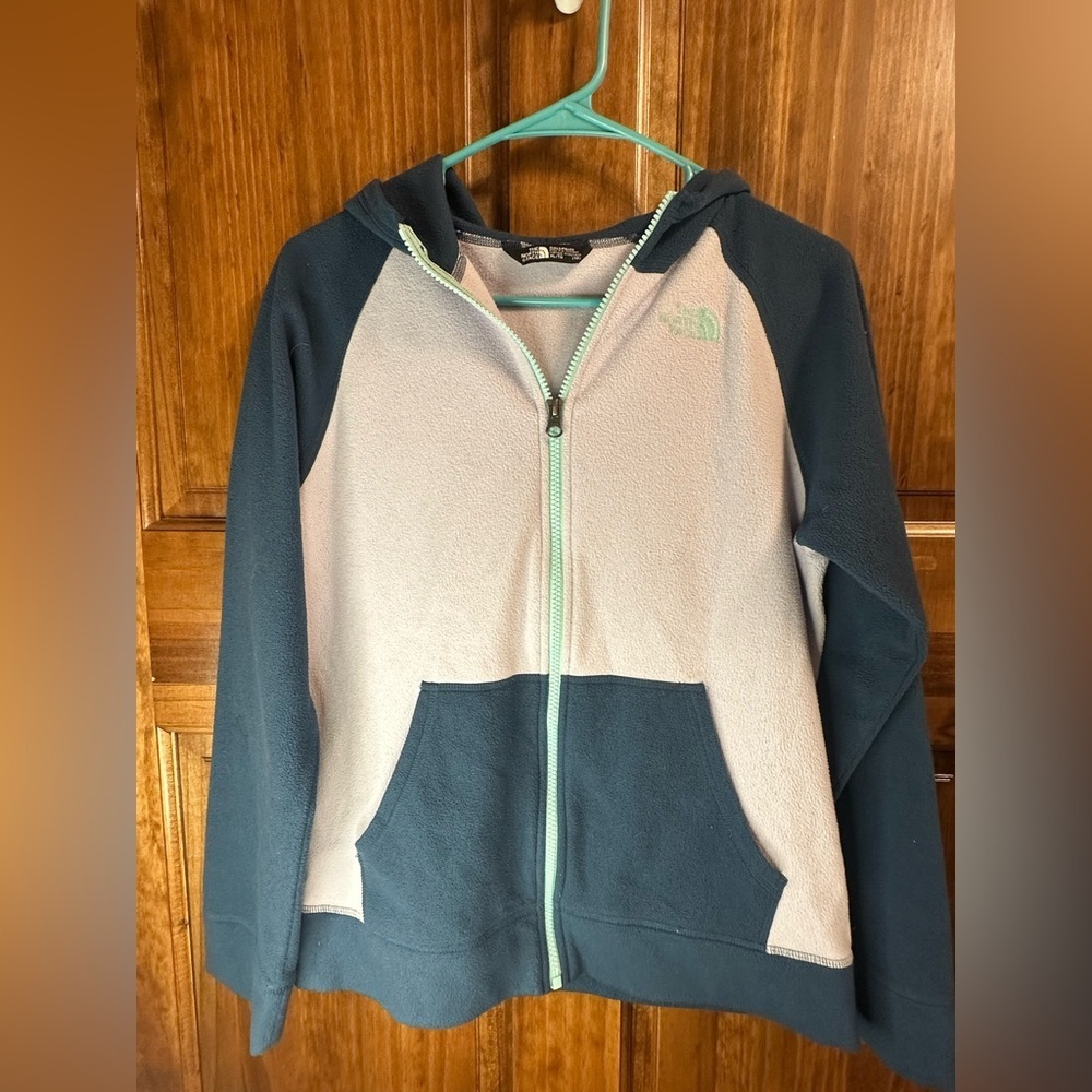 The North Face Jacket Girls X-Large (18) Blue Purple Fleece Zip Hoodie Sweater